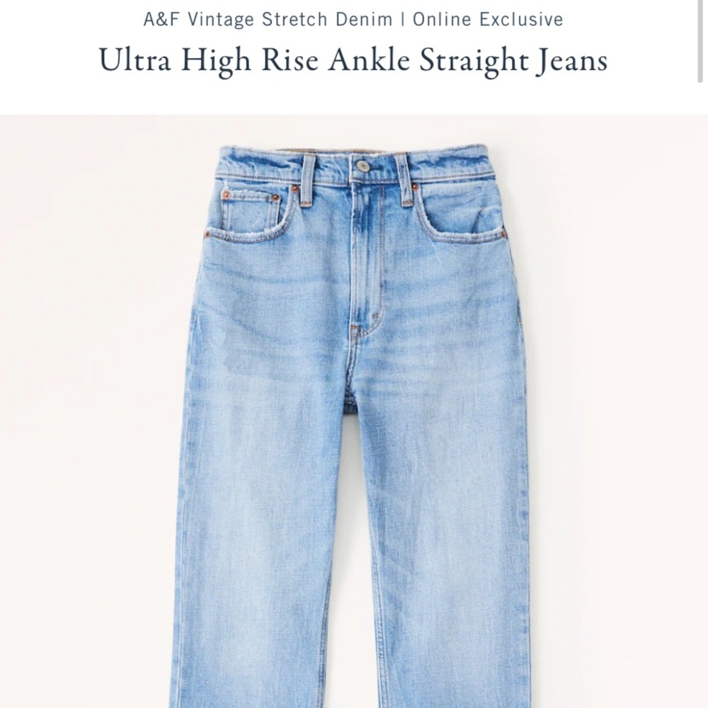 Abercrombie & Fitch Ultra High Rise Ankle Straight Jeans NWT 27W Light Wash